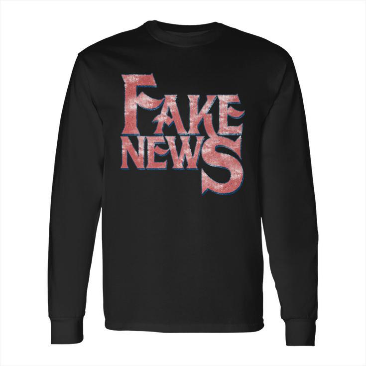 Fake News Distressed Text Long Sleeve T-Shirt