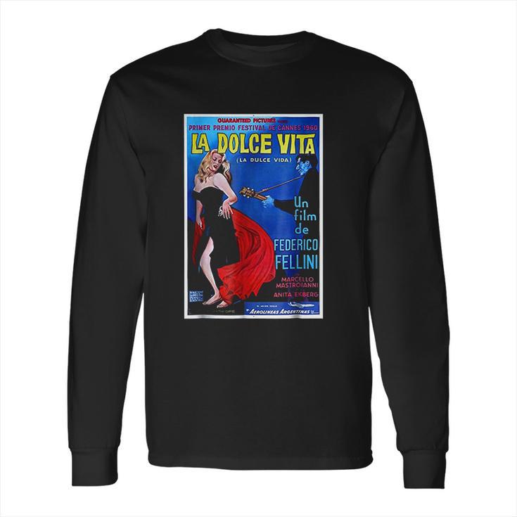 Fellini 1960 Movie Poster Reproduction Long Sleeve T-Shirt