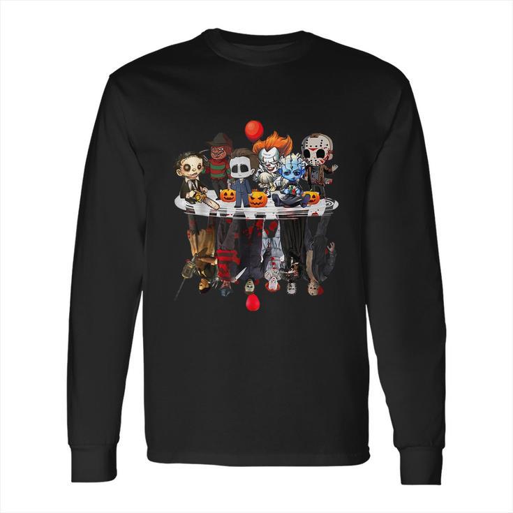 Funny Halloween Cute Halloween Cute Horror Movie Chibi Character Water Reflect Long Sleeve T-Shirt