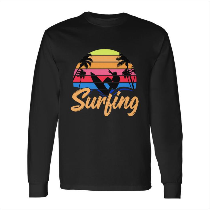 Funny Retro Surfing Logo Long Sleeve T-Shirt