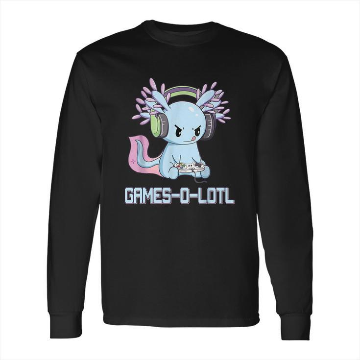 Gamesolotl Axolotl Video Gamer Kawaii Pastel Goth Anime Long Sleeve T-Shirt