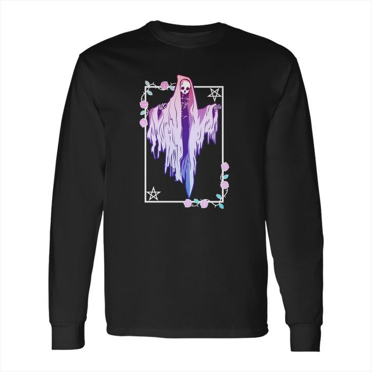 Ghost And Roses Wiccan Kawaii Pastel Goth Occult Emo Alternative Classic Long Sleeve T-Shirt