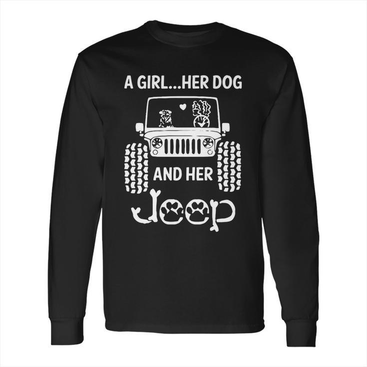 A Girl Her Dog And Her Jeep Long Sleeve T-Shirt