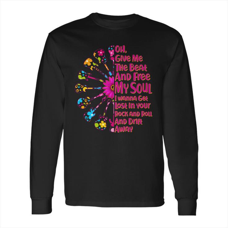 Give Me The Beat Hippie Guitars Long Sleeve T-Shirt