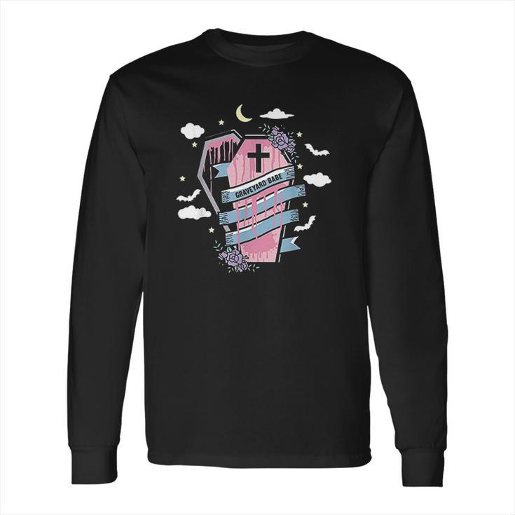 Graveyard Babe Pastel Goth Aesthetic Egirl Soft Goth Girl Long Sleeve T-Shirt