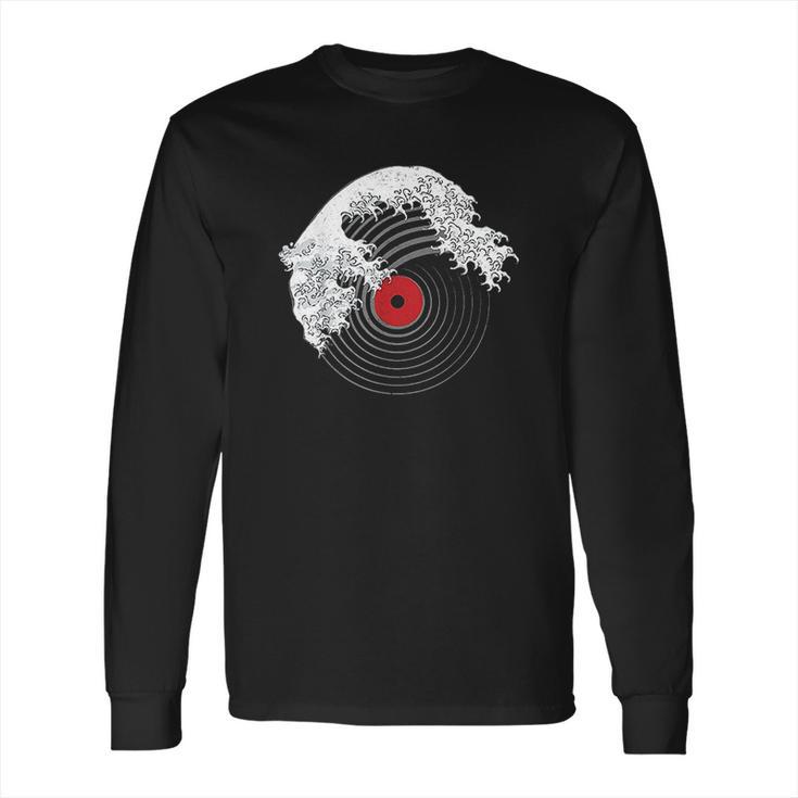 Great Wave Of Music Dj Vinyl Record Turntable Kanagawa Long Sleeve T-Shirt