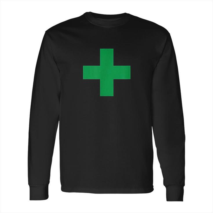 Green Medical Marijuana Cross Symbol Medicine Long Sleeve T-Shirt