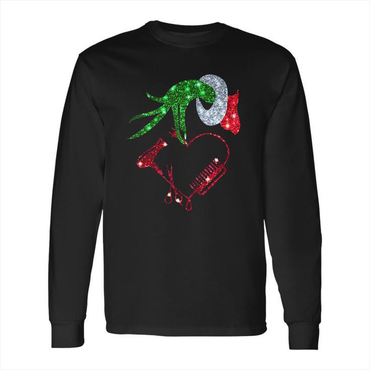 Grinch Hand Holding Love Hair Stylist Long Sleeve T-Shirt