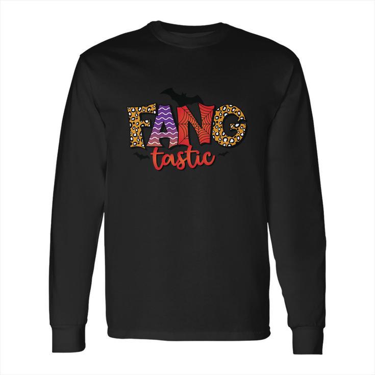 Halloween Fang Tastic Leopard Bat Halloween Day Long Sleeve T-Shirt