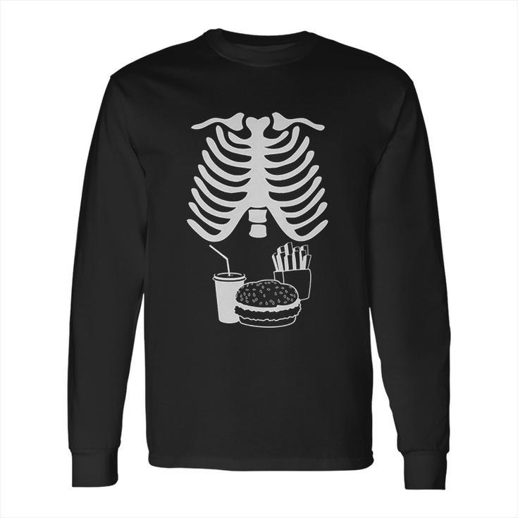 Halloween Rib Cage Skeleton Junk Food Belly Xray Long Sleeve T-Shirt