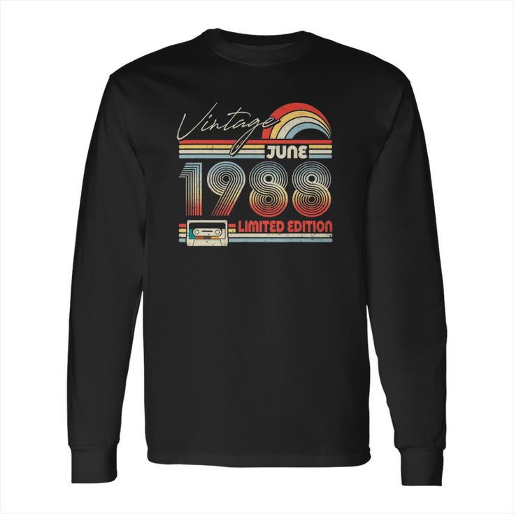 Happy 33Rd Birthday Vintage June 1988 33 Years Old Long Sleeve T-Shirt