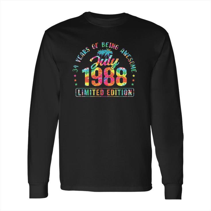 Happy 34Th Birthday Vintage July 1988 34 Years Old Long Sleeve T-Shirt