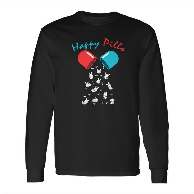 Happy Pill Bunny Funny Easter Silhouette Rabbits Long Sleeve T-Shirt