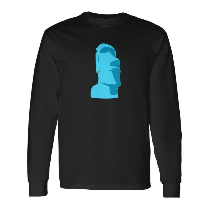 Hawaiian Luau Blue Moai Easter Island Tiki Long Sleeve T-Shirt