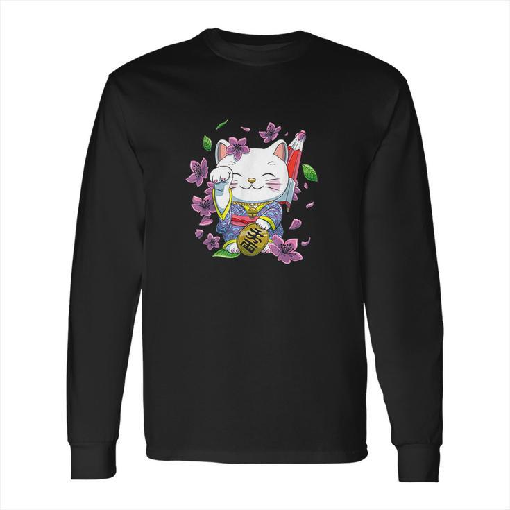 Japanese Maneki Neko Lucky Cat Long Sleeve T-Shirt