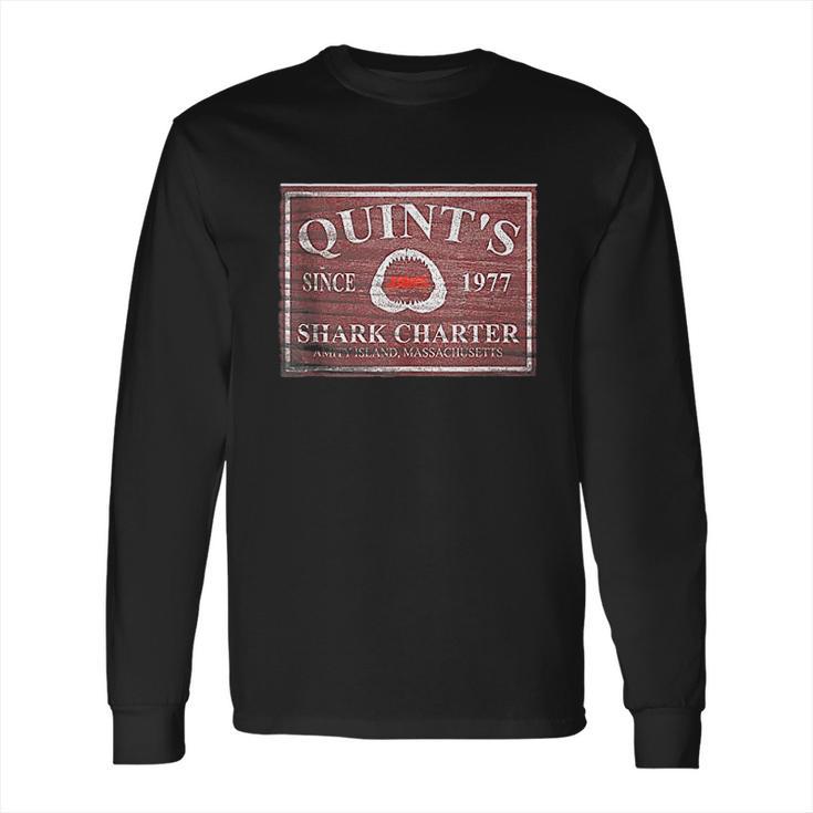 Jaws Quints Shark Charter Boat Since 1977 Wooden Sign Long Sleeve T-Shirt