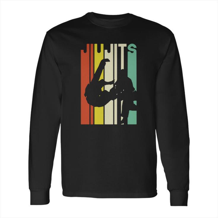 Jiu Jitsu Silhouette Bjj Brazilian Jiu Jitsu Retro Long Sleeve T-Shirt