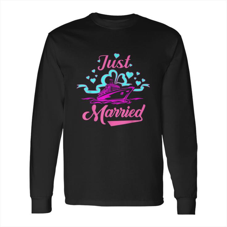 Just Married Newlyweds Cruise Honeymoon Long Sleeve T-Shirt