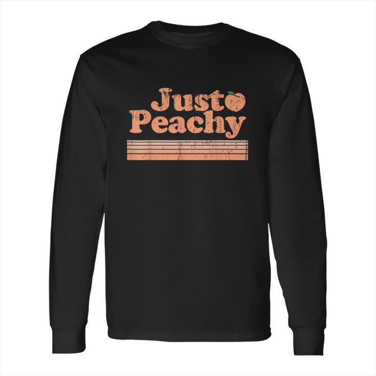 Just Peachy Retro 70S Georgia Peaches Summer Fruit  Long Sleeve T-Shirt