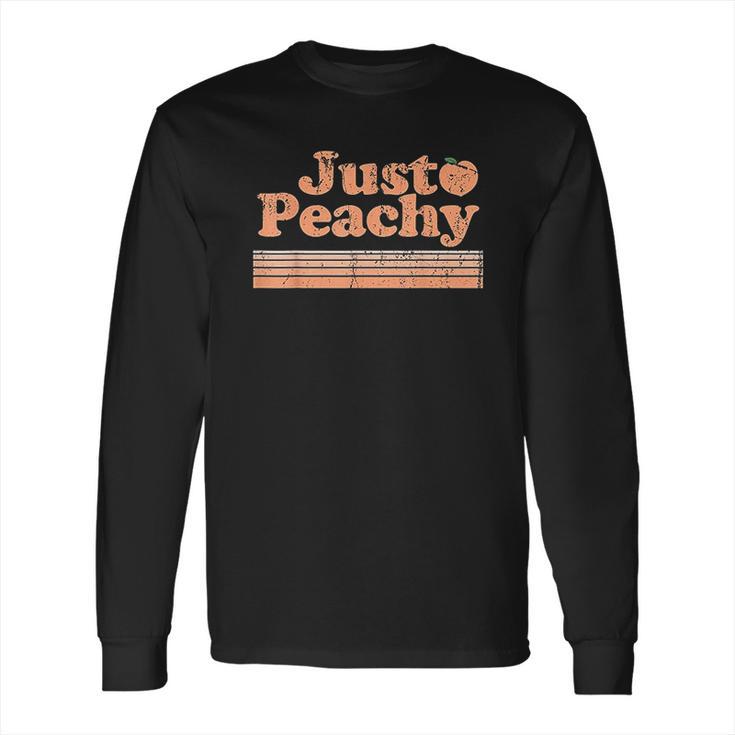 Just Peachy Retro 70S Georgia Peaches Summer Fruit Long Sleeve T-Shirt