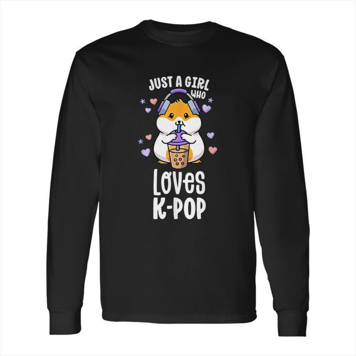 K Pop For Ns Girl Kawaii Kpop Hamster Bubble Tea Long Sleeve T-Shirt