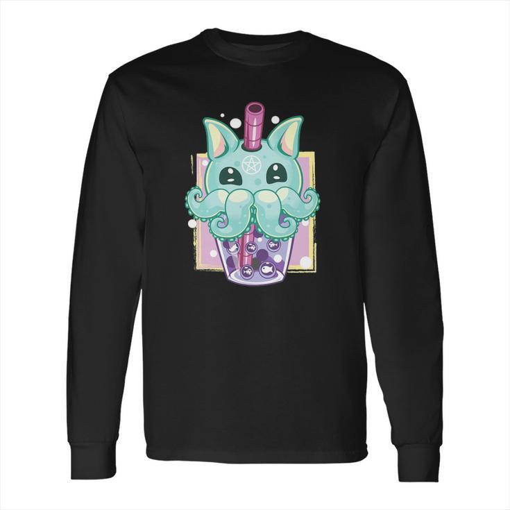 Kawaii Pastel Goth Creepy Creature Boba Bubble Tea Vaporwave Long Sleeve T-Shirt