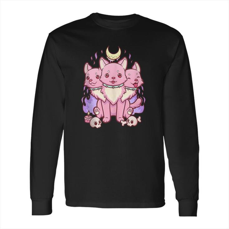 Kawaii Pastel Goth Cute Creepy 3 Headed Dog Long Sleeve T-Shirt