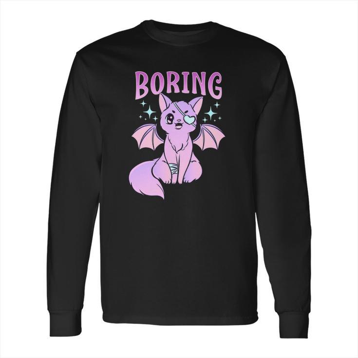 Kawaii Pastel Goth Cute Creepy Bat Cat Anime Theme Long Sleeve T-Shirt