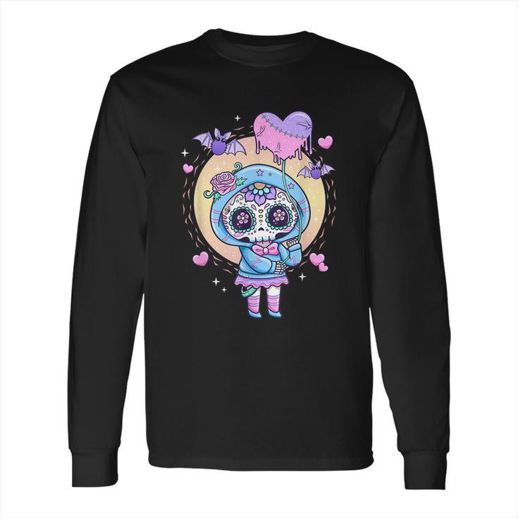 Kawaii Pastel Goth Cute Creepy Sugar Skull Day Of The Death Long Sleeve T-Shirt