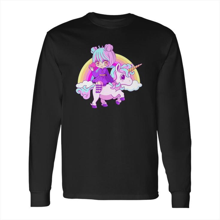 Kawaii Pastel Goth Unicorn Japanese Anime Girl Menhera Long Sleeve T-Shirt