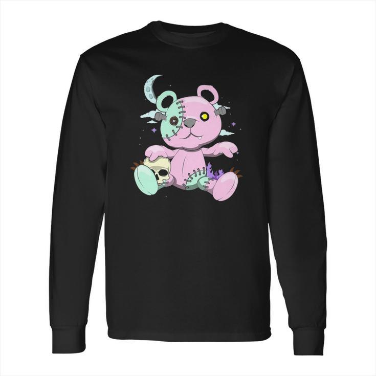 Kawaii Pastel Goth Witchy Bear And Skull Cute Creepy Bear Long Sleeve T-Shirt