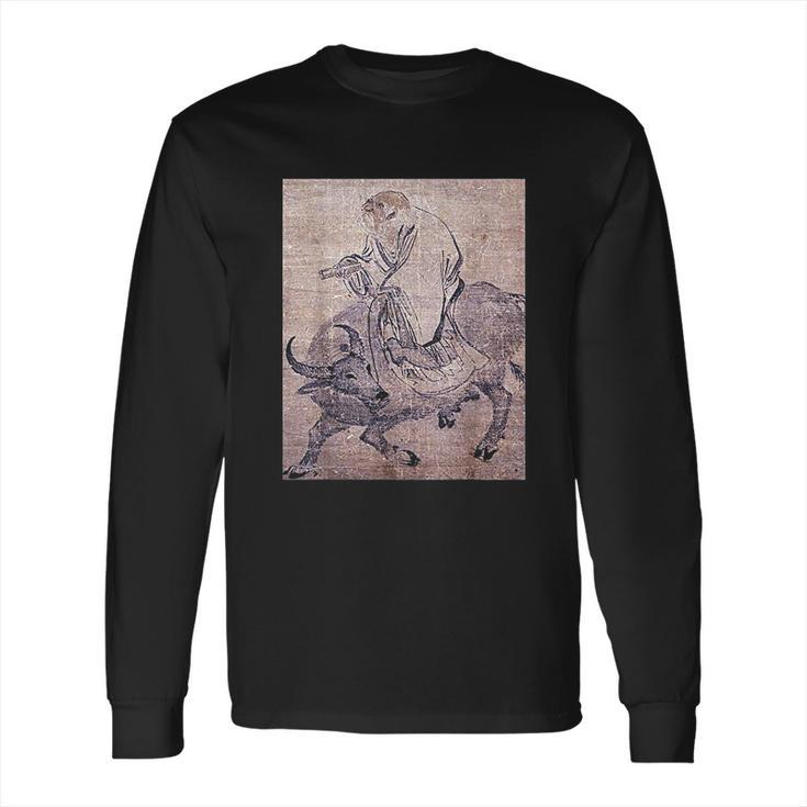 Laozi On Ox Lao Tzu Tao Te Ching Taoism Chinese Religion Long Sleeve T-Shirt