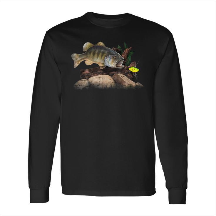 Largemouth Bass Chasing A Vertical Fishing Lure Long Sleeve T-Shirt