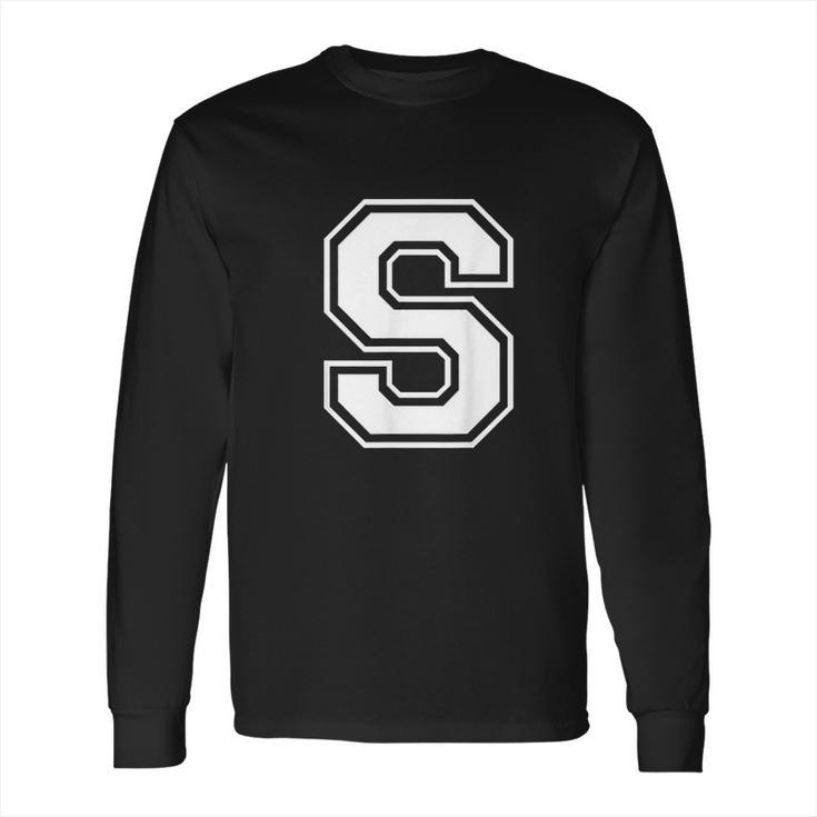 Letter S Capital Alphabet College Varsity Monogram Club Long Sleeve T-Shirt