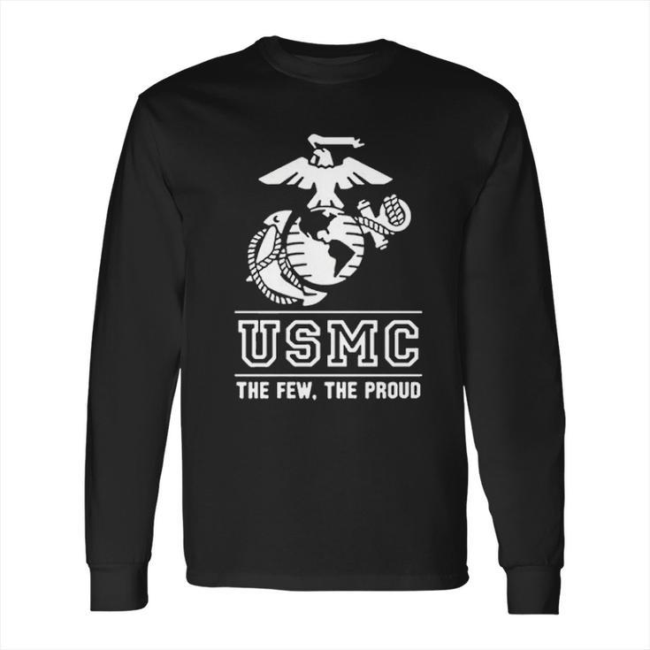 Lucky Ride Marines Usmc The Few The Proud White Emblem F And B Long Sleeve T-Shirt