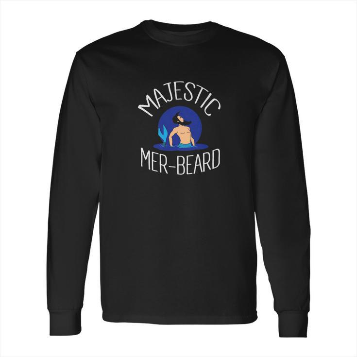 Majestic Merbeard Funny Bearded Mermaid Long Sleeve T-Shirt