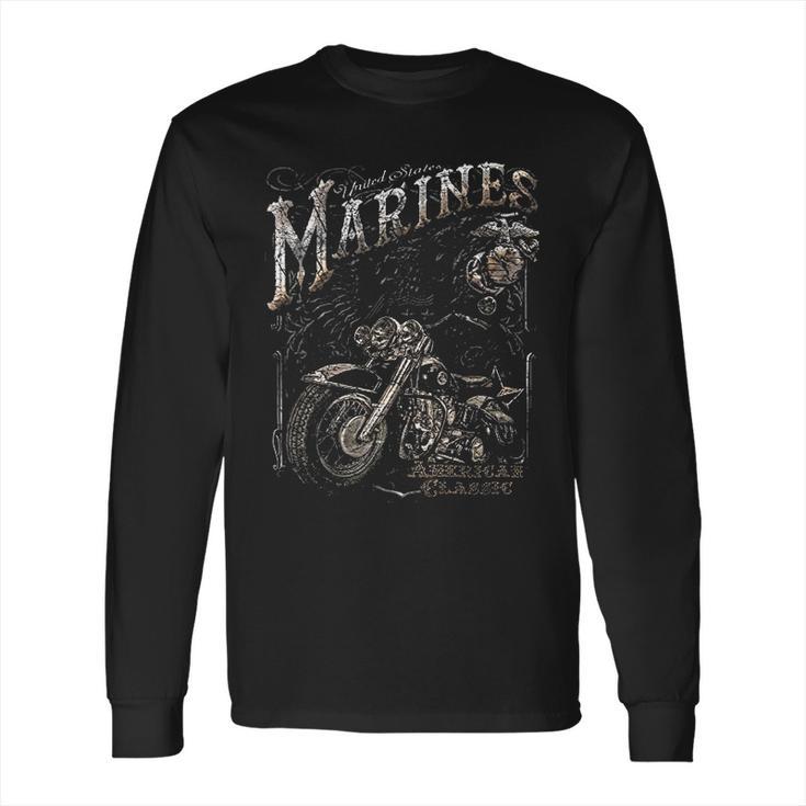 Marine Corps Usmc Marine Biker American Clasic Long Sleeve T-Shirt