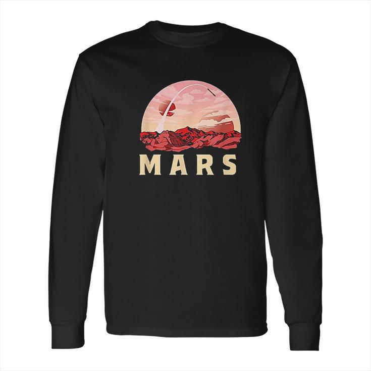 Mars Retro Minimalist 80S Style Martian Space Long Sleeve T-Shirt