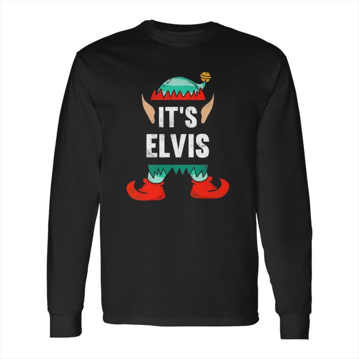 Mens Its Elvis Elf Personalized First Name Long Sleeve T-Shirt