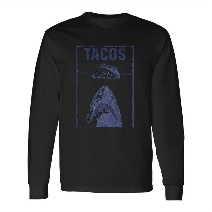 Mens Tacos Shark Funny Jaws Cinco De Mayo Long Sleeve T-Shirt