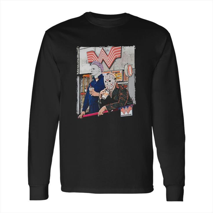 Michael Myers And Jason Voorhees Drinking Whataburger Long Sleeve T-Shirt