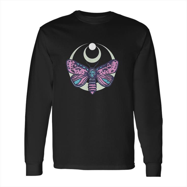 Moth And Crescent Moon Witchy Pastel Goth Long Sleeve T-Shirt