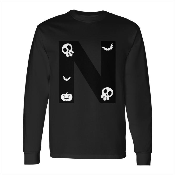 N Name Character Skullcap Pumpkin Dracula Halloween Quote Long Sleeve T-Shirt