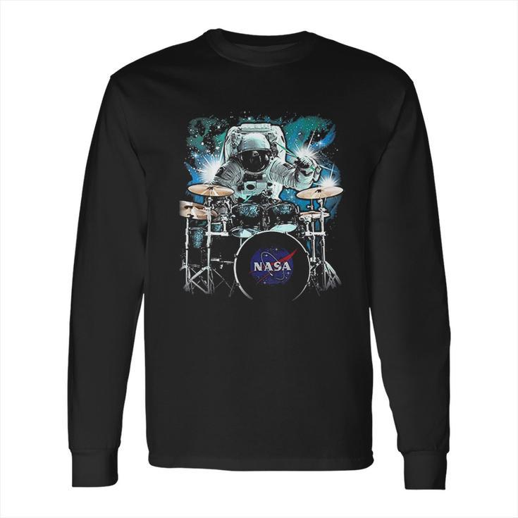 Nasa Space Drum Playing Astronaut Long Sleeve T-Shirt