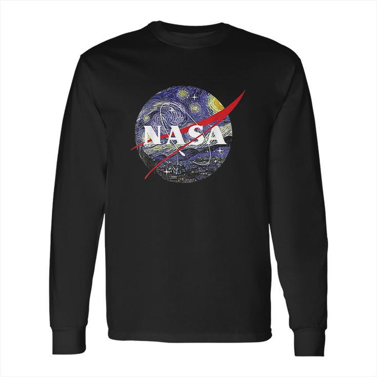 Nasa Van Gogh Starry Night Style Logo Graphic Long Sleeve T-Shirt