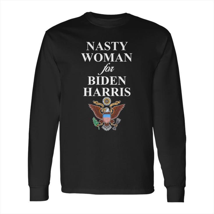 Nasty Woman For Biden Harris Eagle Logo Long Sleeve T-Shirt