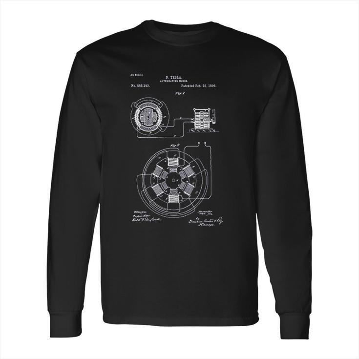 Patent Earth Tesla Alternating Motor  Engineering Student Tesla Inventions Long Sleeve T-Shirt