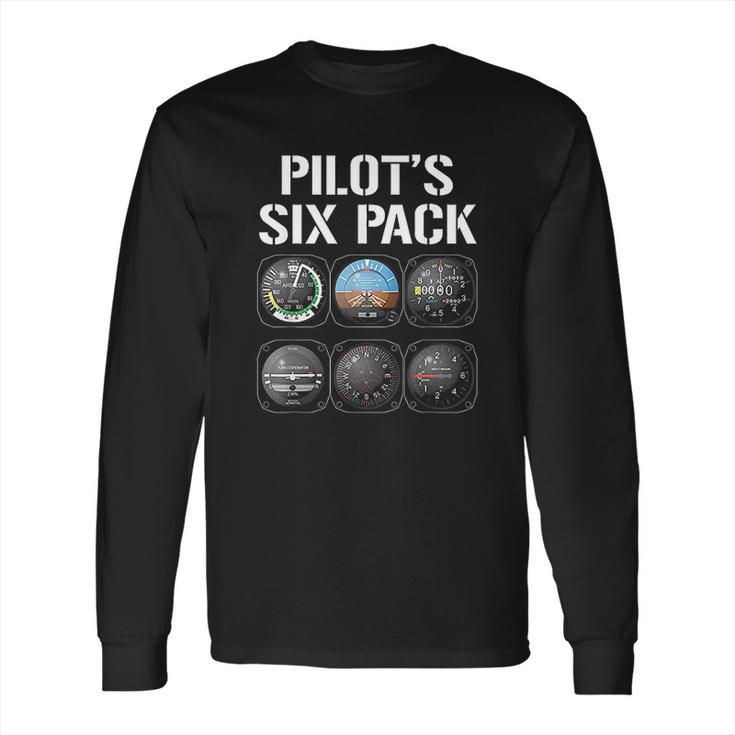 Pilot Six Pack Funny Pilot Aviation Flying Gift Long Sleeve T-Shirt