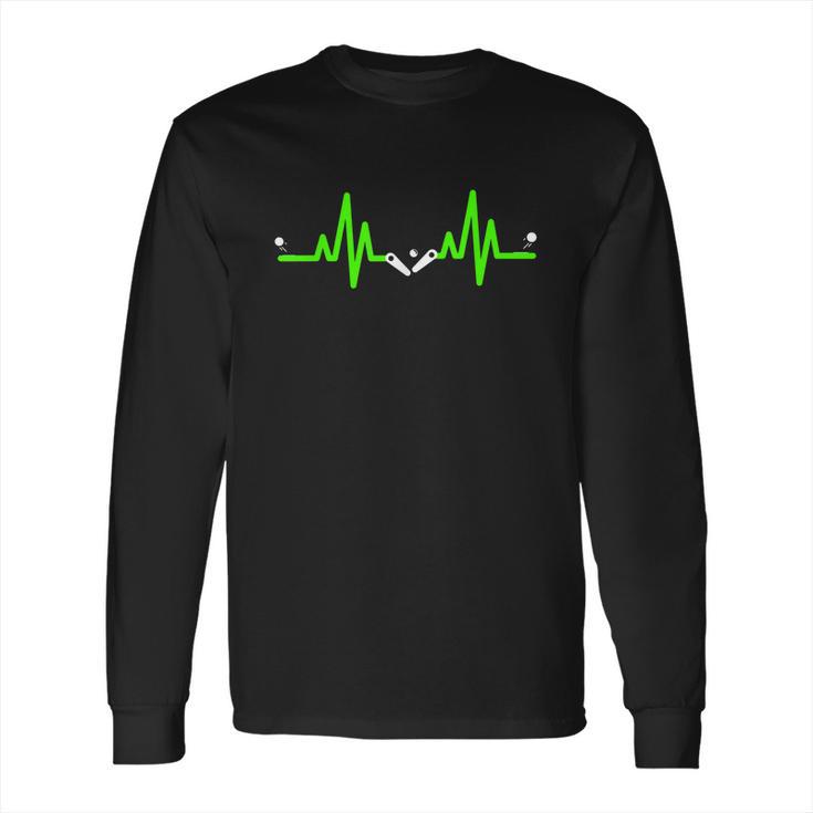 Pinball Heartbeat Flipper Ecg Pulse Line Long Sleeve T-Shirt