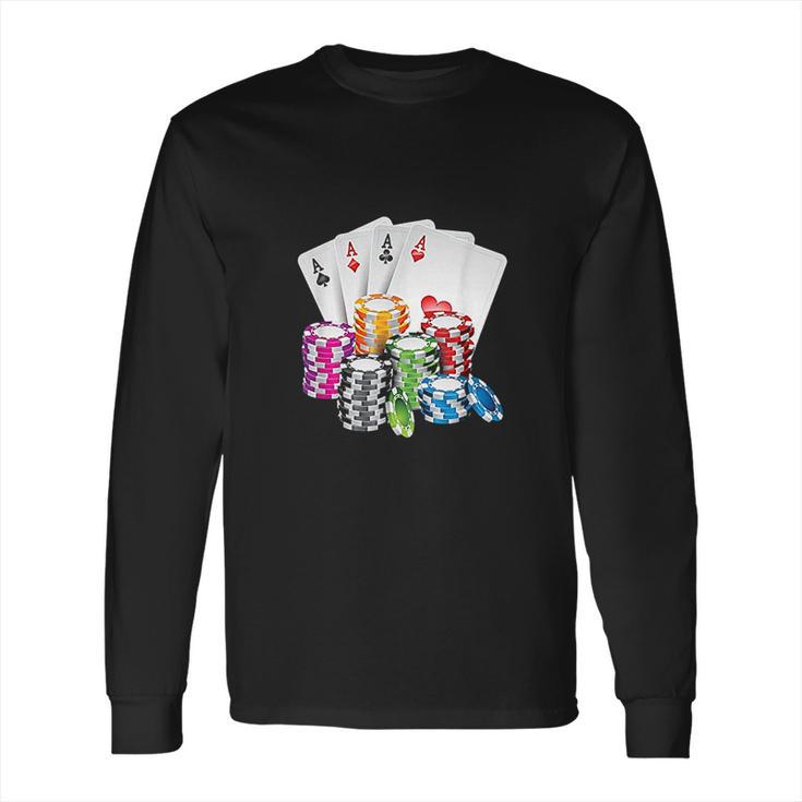 Poker King Queen Card Casino Chip Gambling Long Sleeve T-Shirt